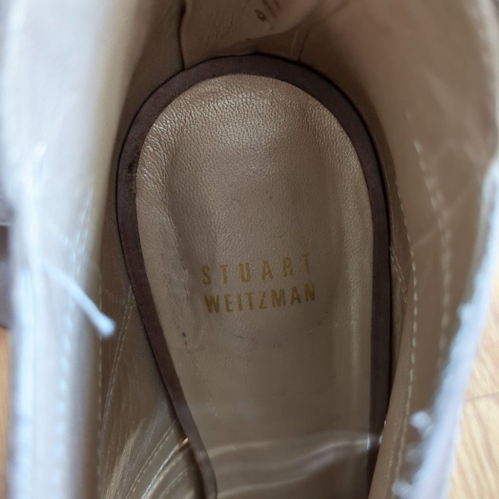 [SOLD] Stuart Weitzman Nubuck Gladiator Caged Suede Stiletto Bootie Sandals Tan - Picture 7 of 15
